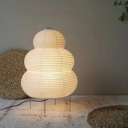Japanische Reispapier-Tischleuchte mit Eisenfuß 47 cm