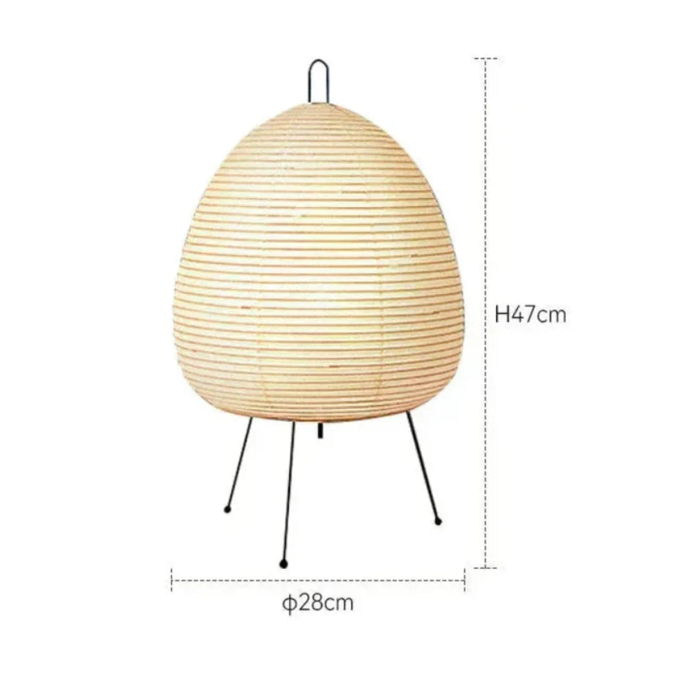 Japanische Reispapier-Tischleuchte mit Eisenfuß 47 cm