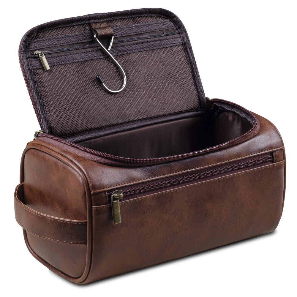 Kunstleder-Kulturtasche mit integriertem Aufhängehaken