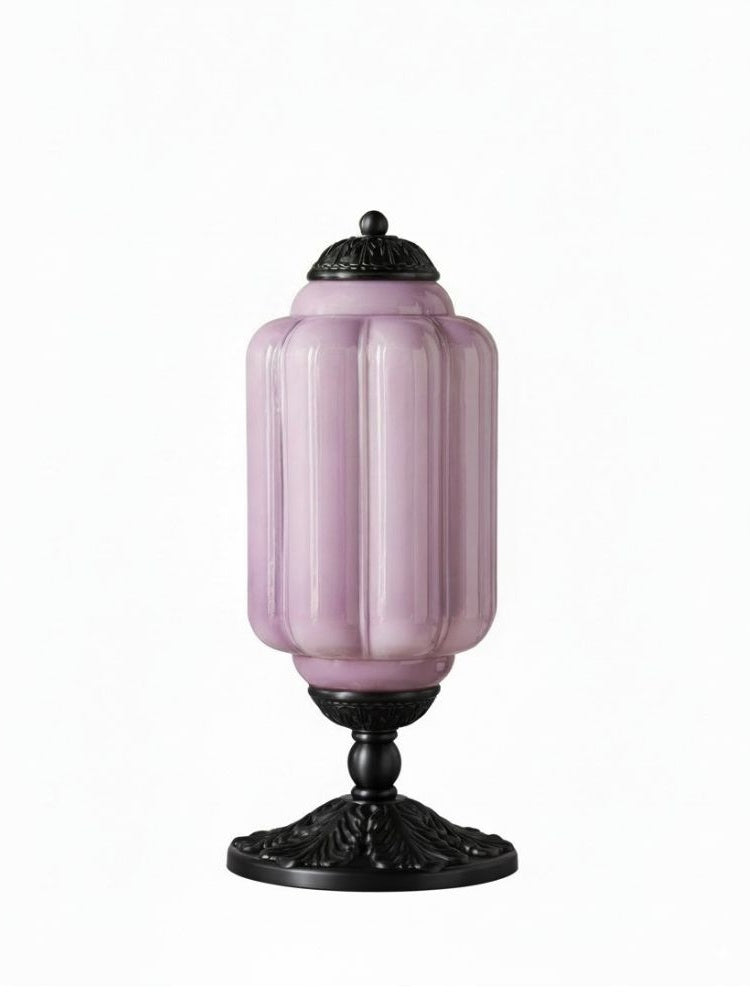 Vintage-Tischleuchte aus Glas mit Metallsockel