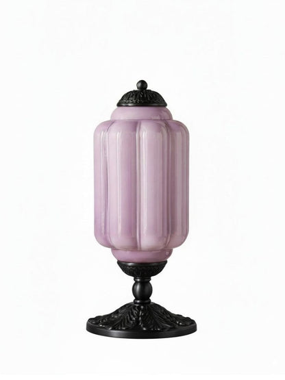 Vintage-Tischleuchte aus Glas mit Metallsockel