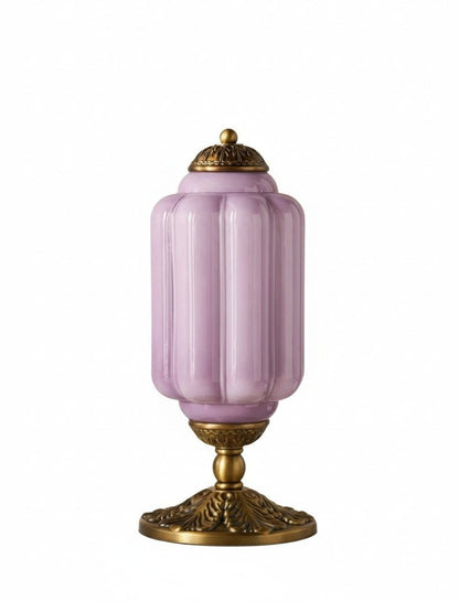 Vintage-Tischleuchte aus Glas mit Metallsockel