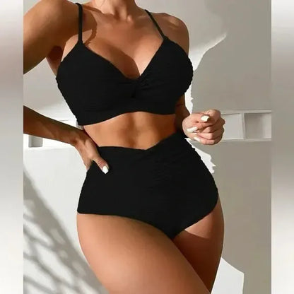 Damen-Push-up-Bikini mit Hoher Taille