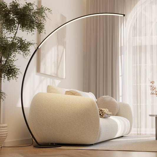 Minimalistische Bogenlampe mit Dimmfunktion und Smarthome-Steuerung