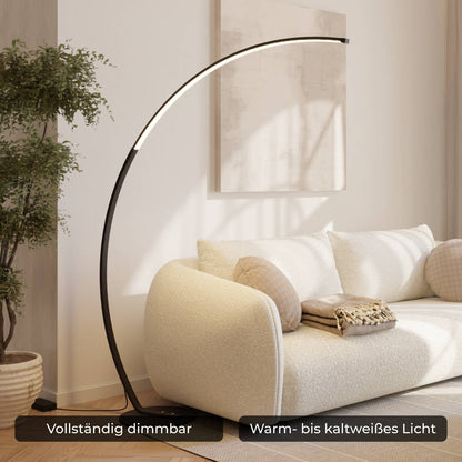 Minimalistische Bogenlampe mit Dimmfunktion und Smarthome-Steuerung