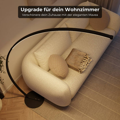 Minimalistische Bogenlampe mit Dimmfunktion und Smarthome-Steuerung