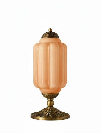 Vintage-Tischleuchte aus Glas mit Metallsockel