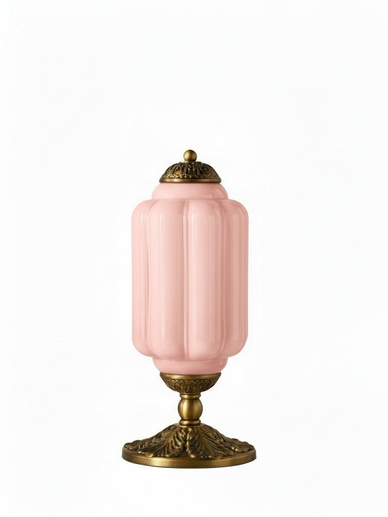 Vintage-Tischleuchte aus Glas mit Metallsockel