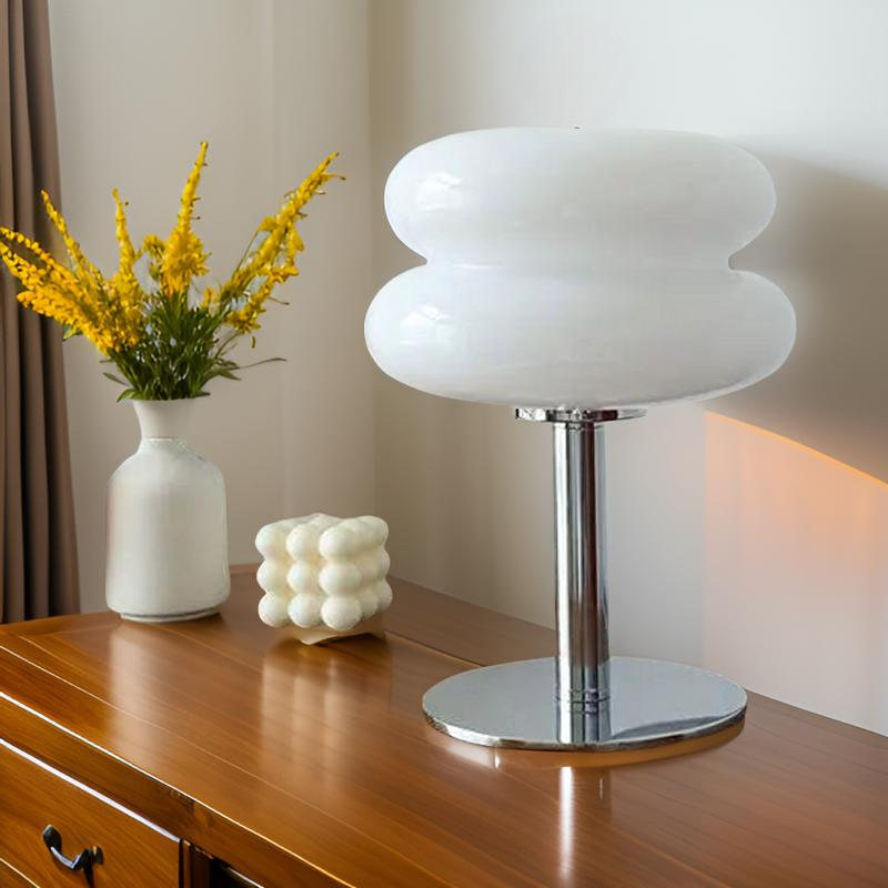 Dimmbare LED-Tischleuchte aus Glas und Metall mit Touch-Bedienung