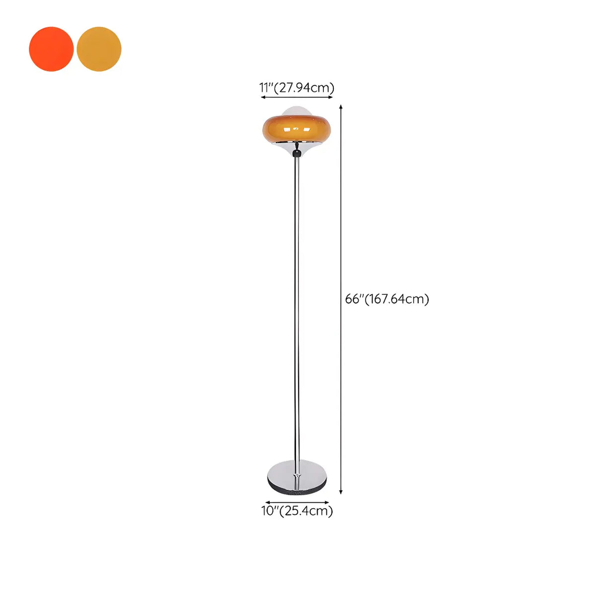 Retro-Bogenstehlampe aus Glas mit E27-Fassung Gelb