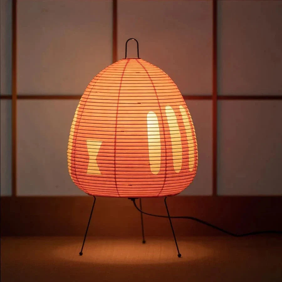 Japanische Reispapier-Tischleuchte mit Eisenfuß 47 cm