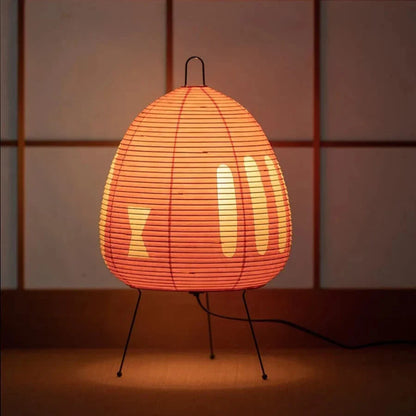 Japanische Reispapier-Tischleuchte mit Eisenfuß 47 cm