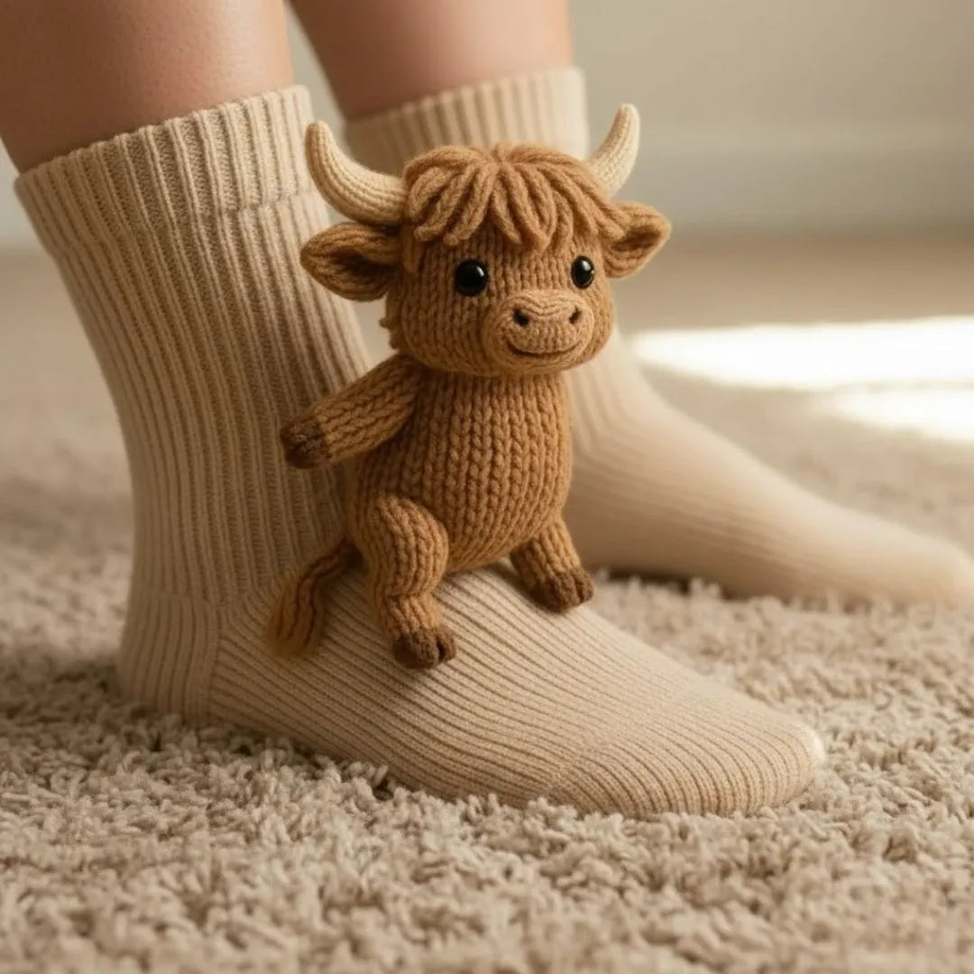 Plüsch-Haussocken mit Tiermotiv und Antirutschsohle