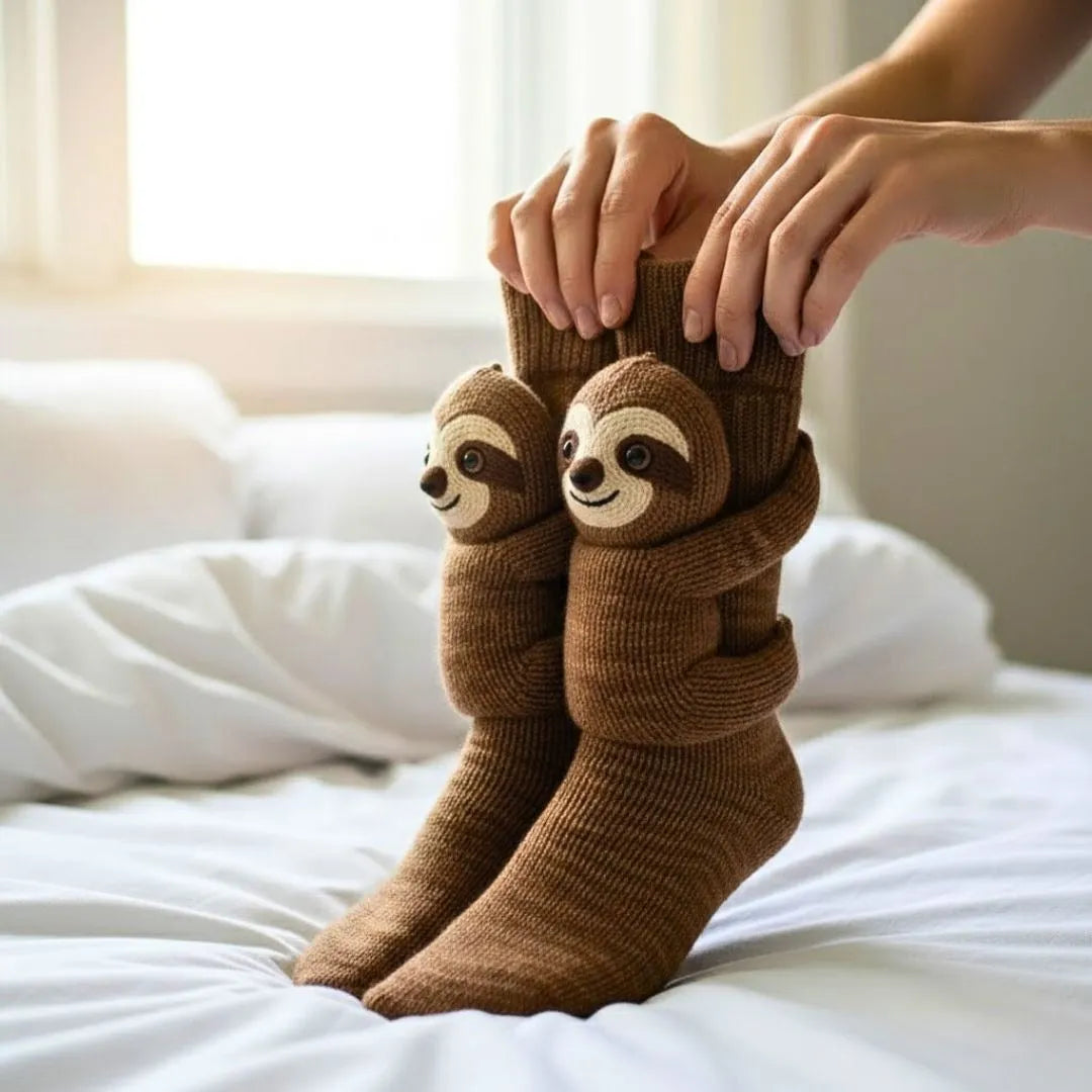 Plüsch-Haussocken mit Tiermotiv und Antirutschsohle