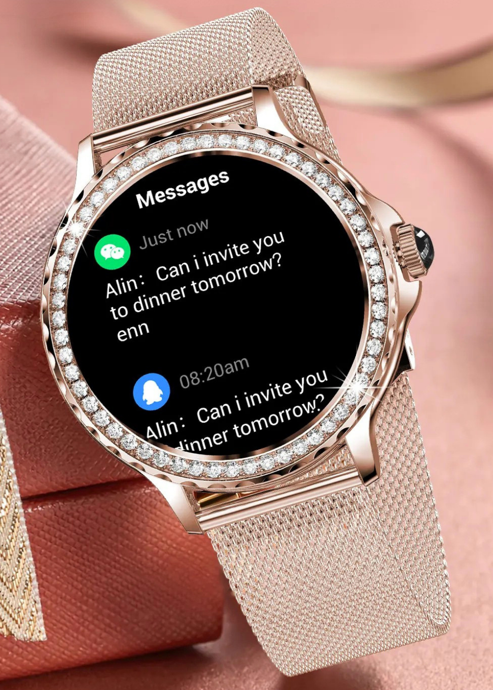 Damen-Smartwatch mit Bluetooth-Telefonie und 8 Tagen Akkulaufzeit