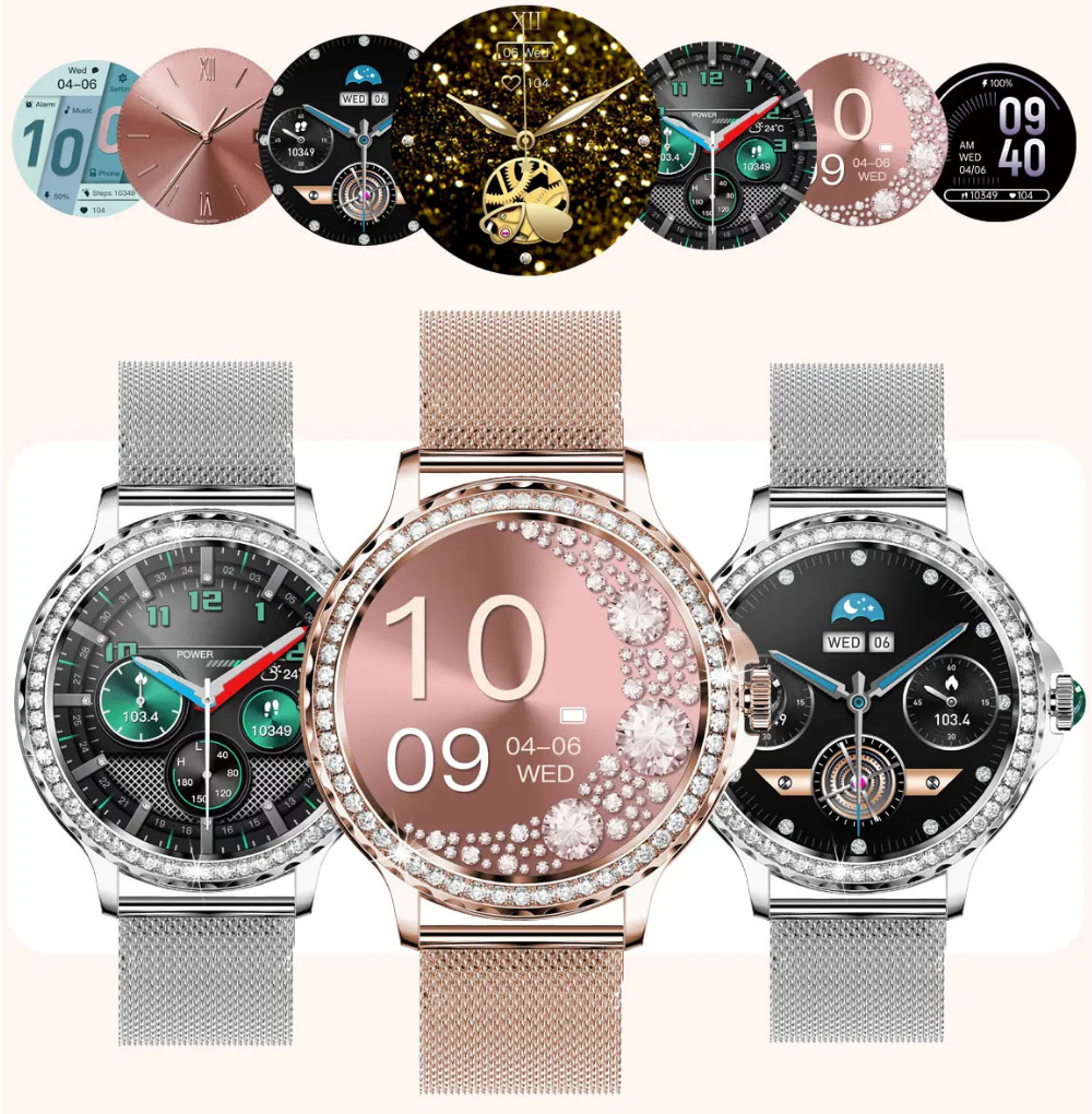 Damen-Smartwatch mit Bluetooth-Telefonie und 8 Tagen Akkulaufzeit