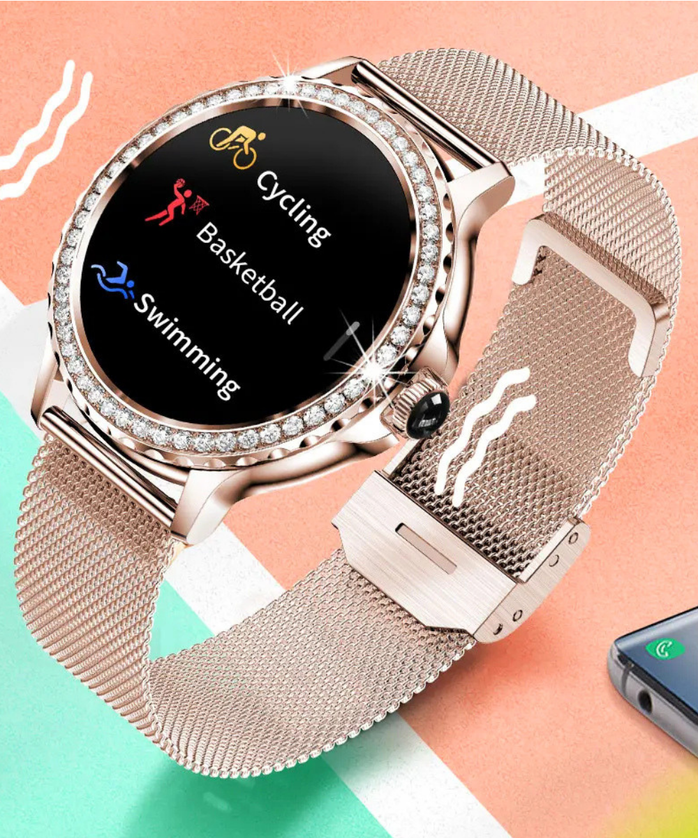 Damen-Smartwatch mit Bluetooth-Telefonie und 8 Tagen Akkulaufzeit