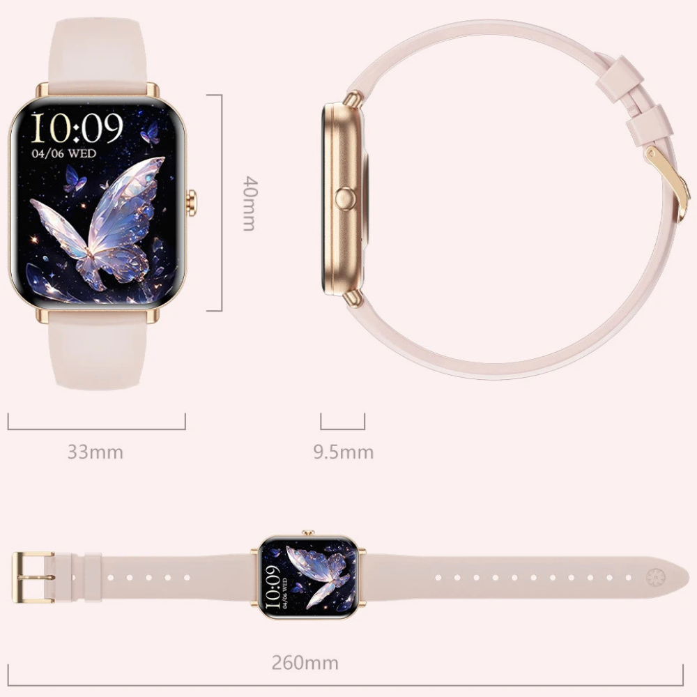Damen-Smartwatch mit Bluetooth-Telefonie und Pulsmesser
