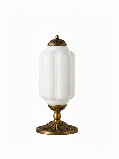 Vintage-Tischleuchte aus Glas mit Metallsockel