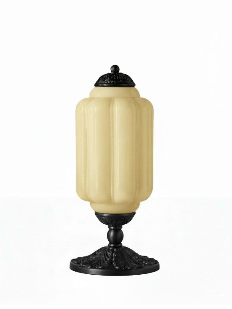 Vintage-Tischleuchte aus Glas mit Metallsockel