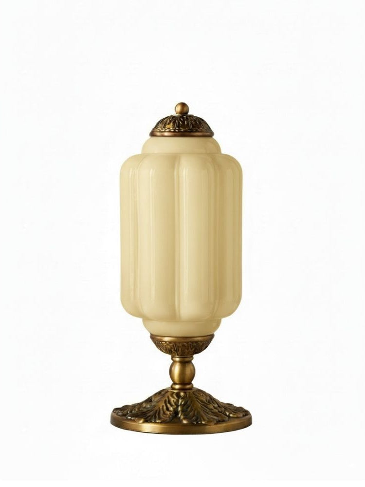 Vintage-Tischleuchte aus Glas mit Metallsockel
