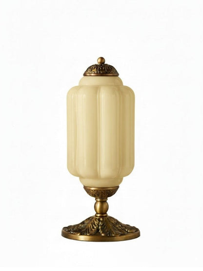 Vintage-Tischleuchte aus Glas mit Metallsockel