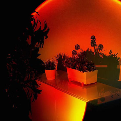 LED-Sonnenuntergangslampe mit 16 Farbmodi und 360°-Drehkopf